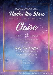 Galaxy Birthday Invitation Templates - Editable With MS Word and has cosmos background