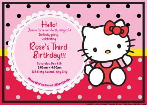 Hello Kitty Invitation Templates - Editable With MS Word and Has cute Scalloped Frame