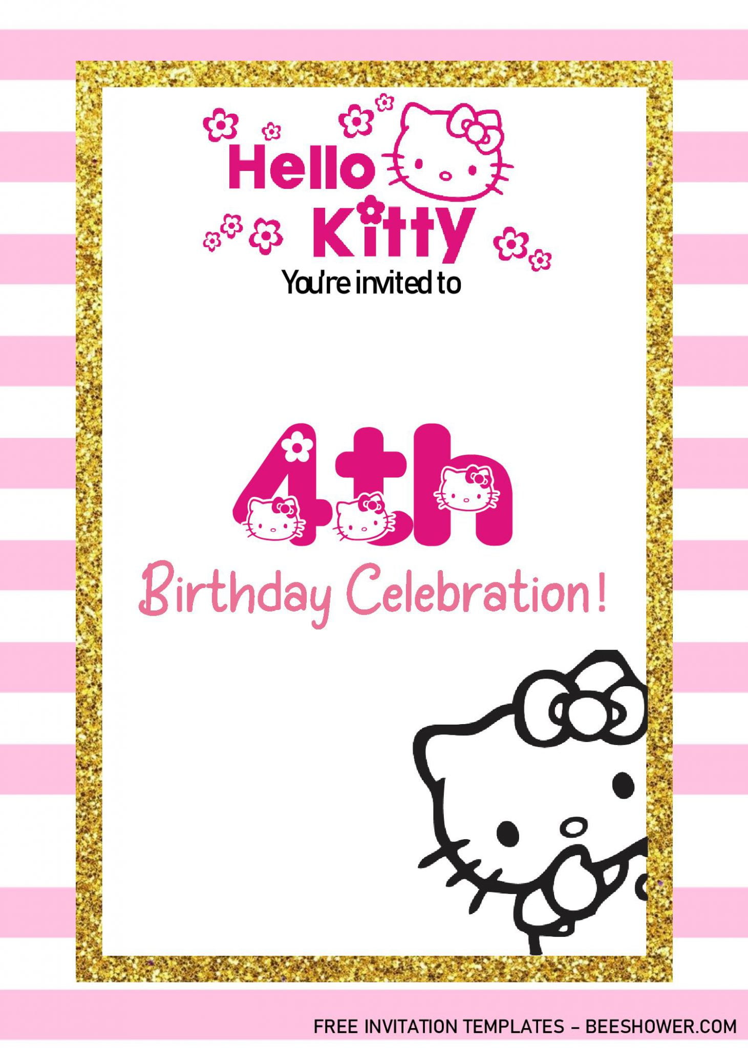 Hello Kitty Invitation Templates Editable With Ms Word Beeshower