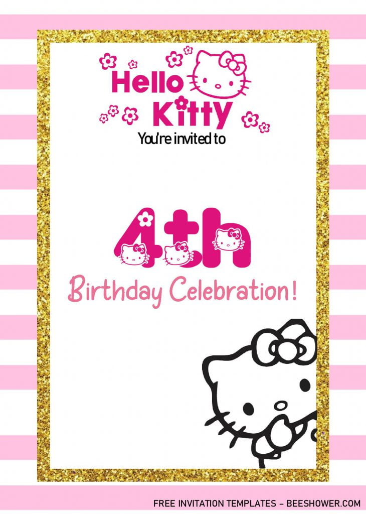 Hello Kitty Invitation Templates - Editable With MS Word and Has Portrait orientation 