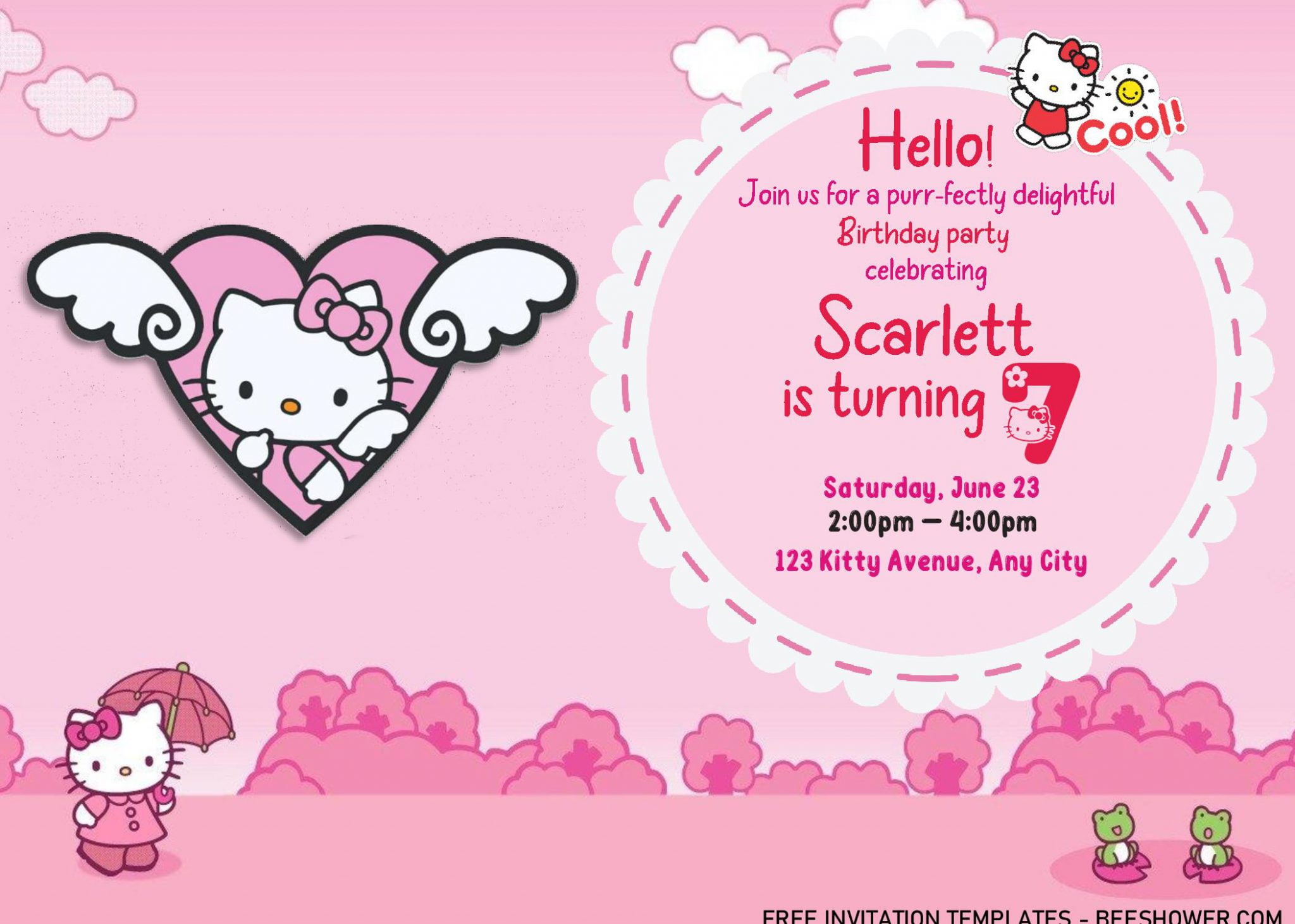 Hello Kitty Invitation Templates Editable With Ms Word Beeshower