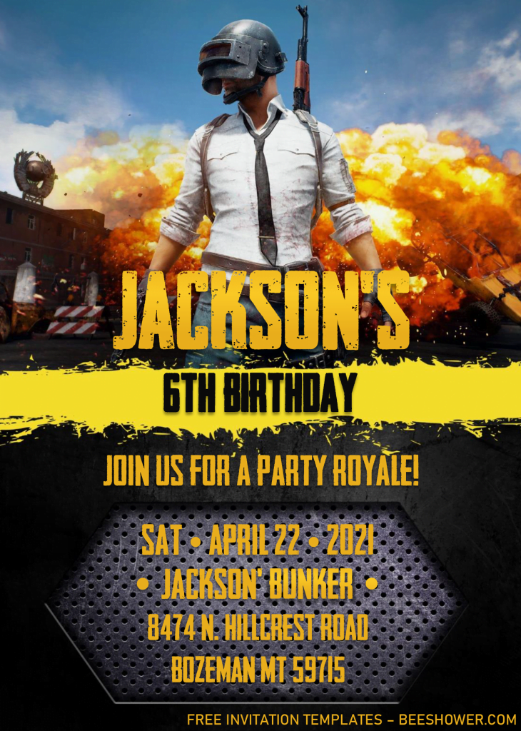 PUBG Birthday Invitation Templates - Editable .DOCX With MS Word and has 
