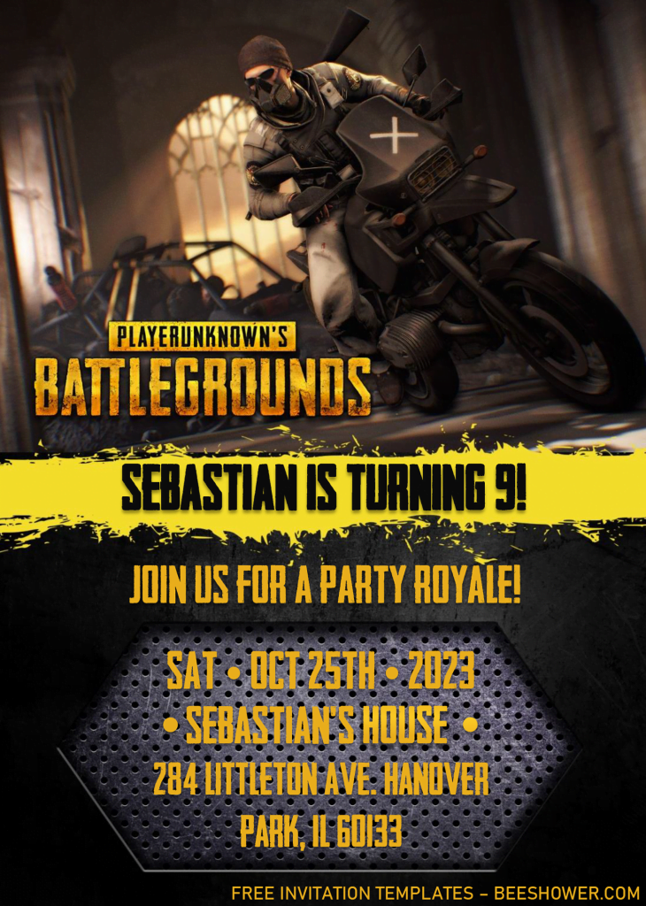 PUBG Birthday Invitation Templates - Editable .DOCX With MS Word and has 
