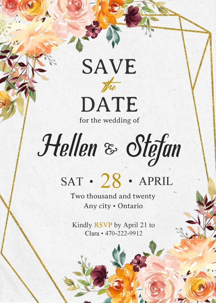 Save The Date Invitation Templates - Editable With MS Word and has paper grain texture background