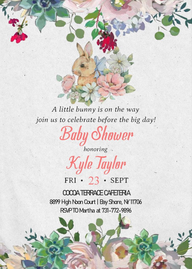 Some Bunny Invitation Templates - Editable With MS Word and has canvas background