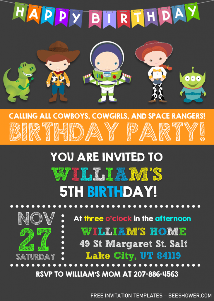 Toy Story Invitation Templates - Editable With .DOCX and has 