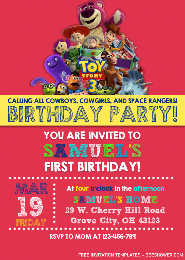 Toy Story Invitation Templates - Editable With .DOCX and has toy story's characters