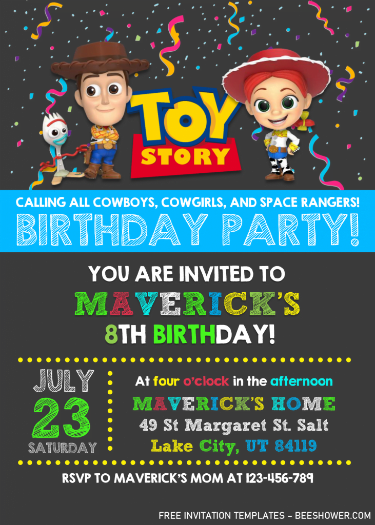 Toy Story Invitation Templates - Editable With .DOCX and has woody and jessie images