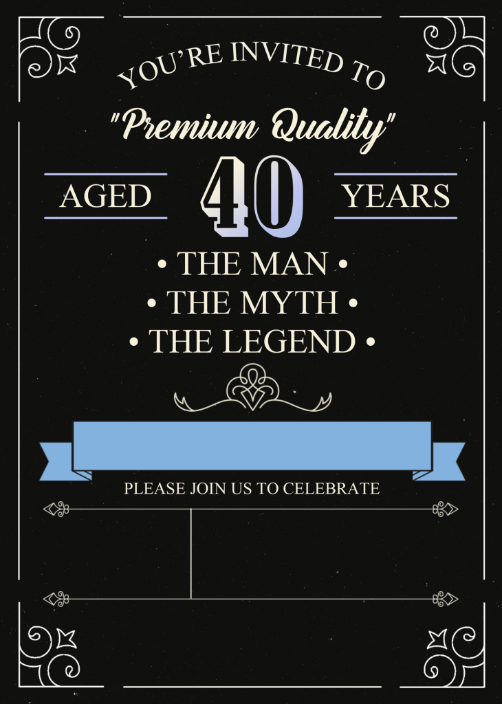 Vintage Dude 40th Invitation Templates - Editable With Microsoft Word and has 