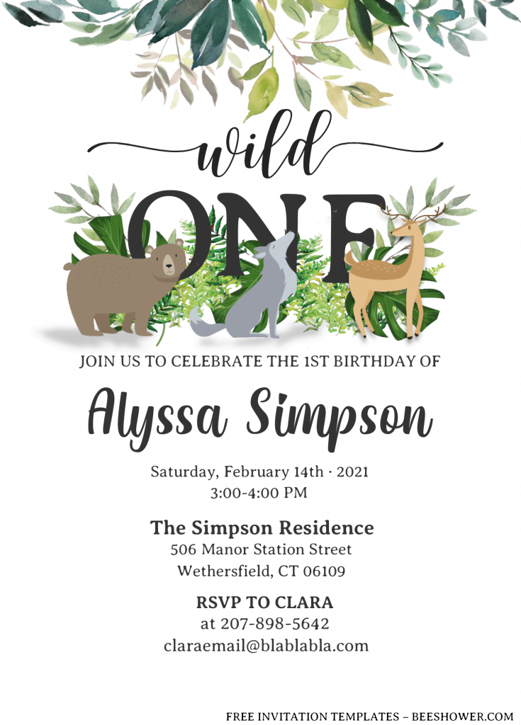 Wild One Birthday Invitation Templates - Editable With MS Word and has aesthetic font styles