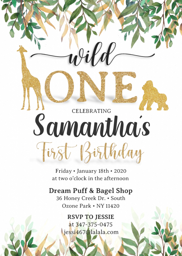 Wild One Birthday Invitation Templates - Editable With MS Word and has portrait orientation card