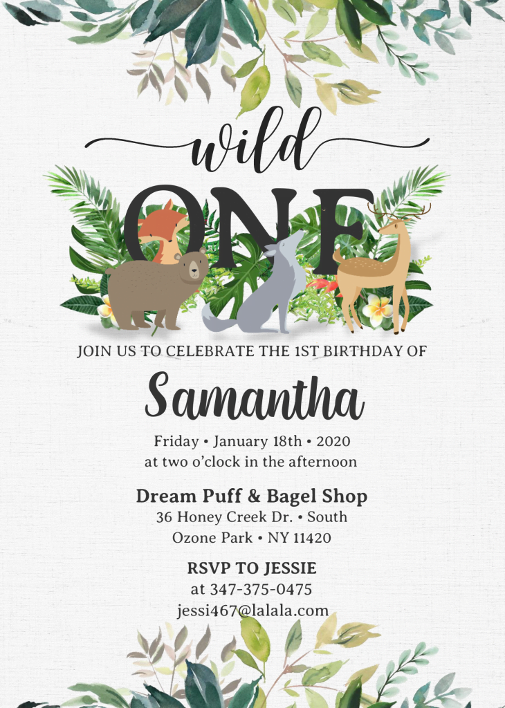 Wild One Birthday Invitation Templates - Editable With MS Word and has canvas style background