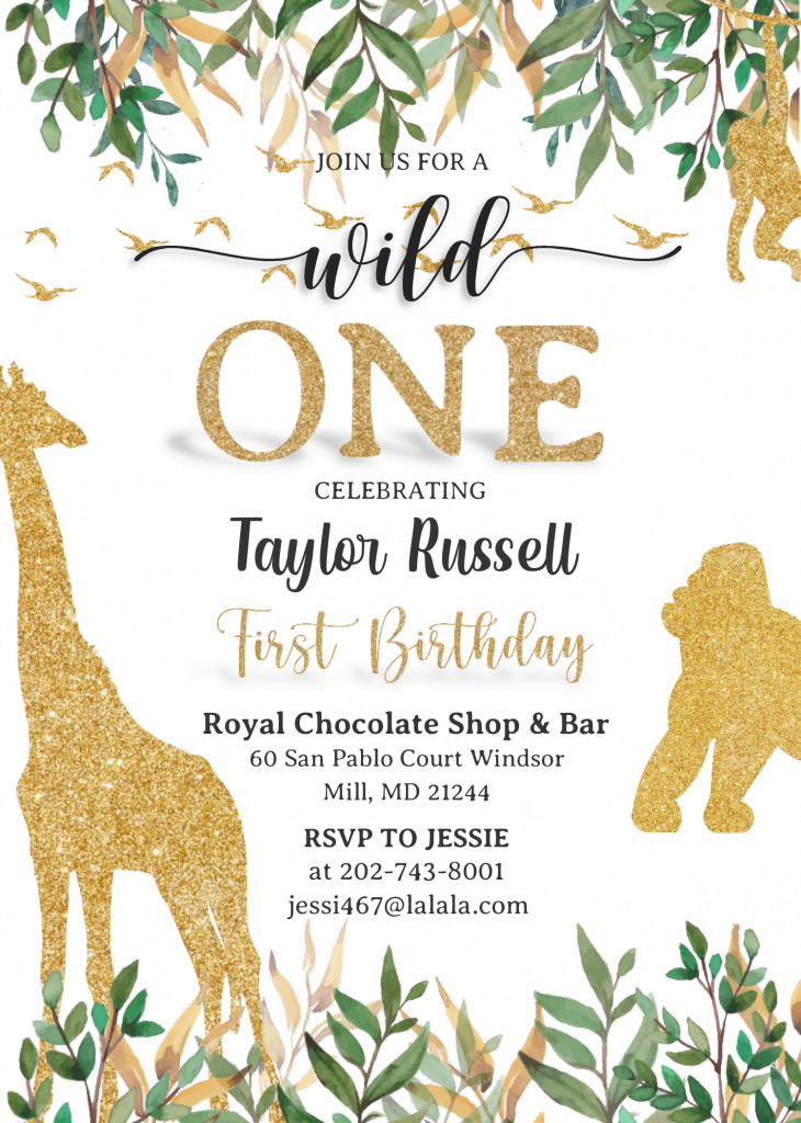 Wild One Birthday Invitation Templates - Editable With MS Word and has white background