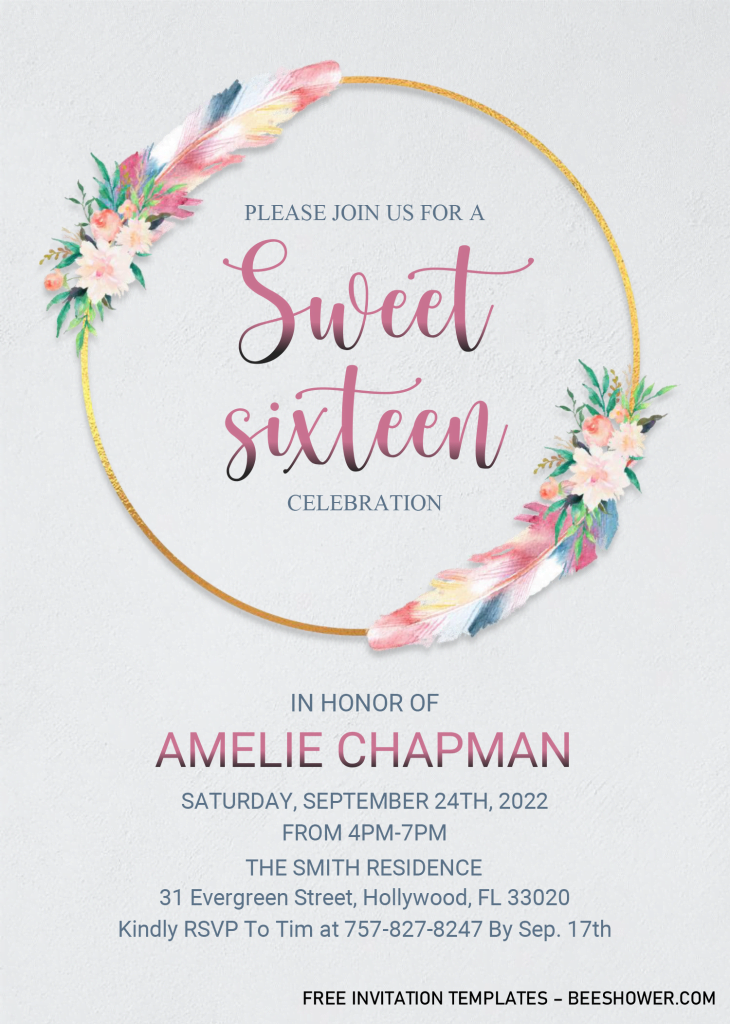 Boho Baby Shower Invitation Templates - Editable With MS Word and has white background
