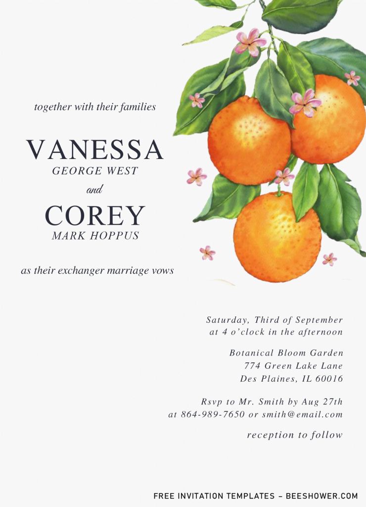 Orange Blossom Baby Shower Invitation Templates - Editable .Docx and has florida oranges