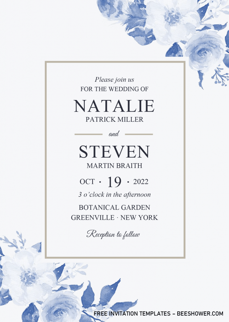 Modern Blue Baby Shower Invitation Templates - Editable With Microsoft Word and has