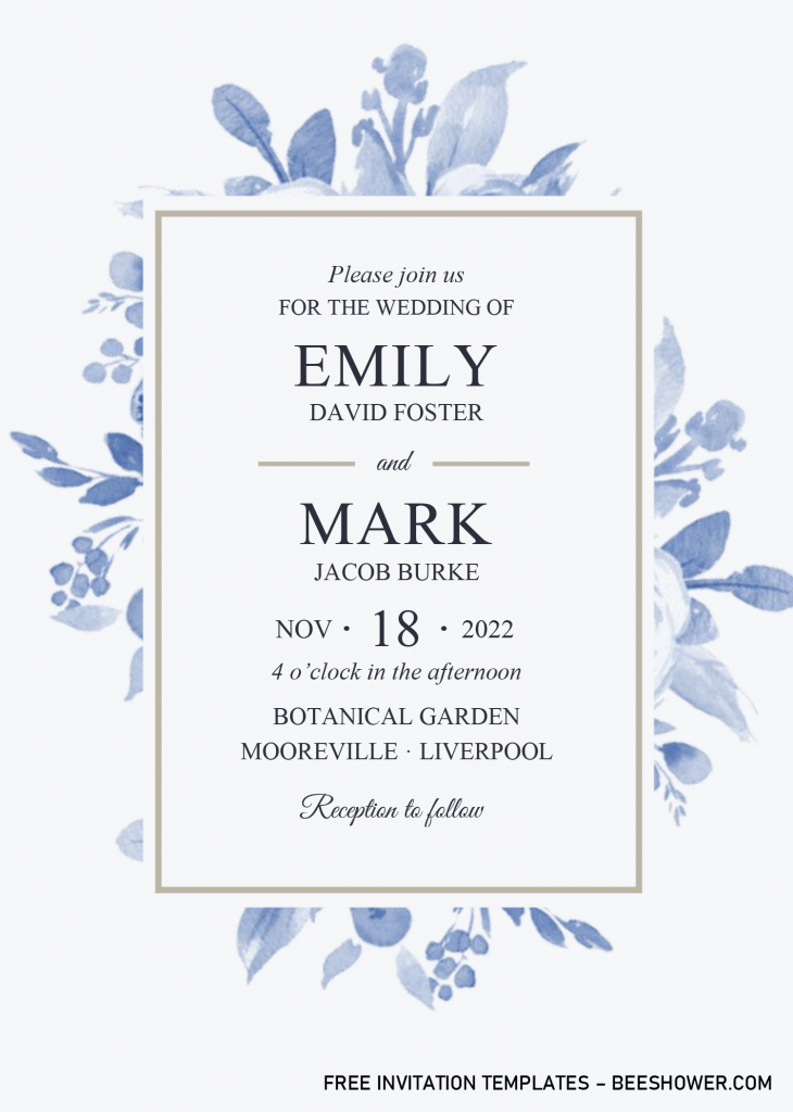 Modern Blue Baby Shower Invitation Templates - Editable With Microsoft Word and has 