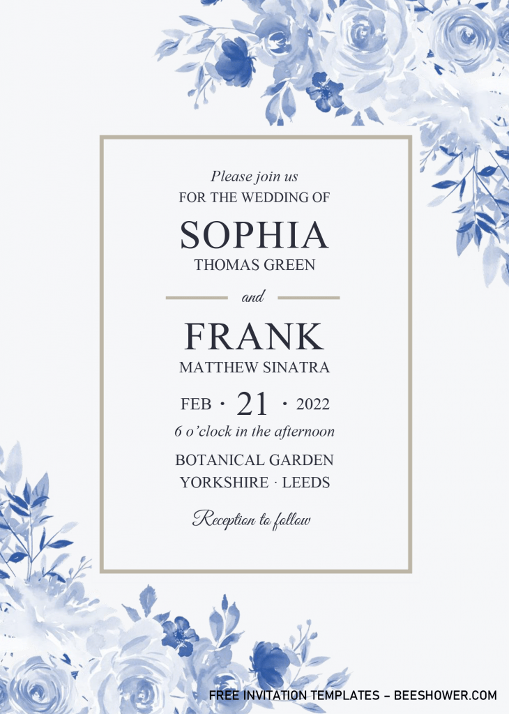 Modern Blue Baby Shower Invitation Templates - Editable With Microsoft Word and has rectangle text box