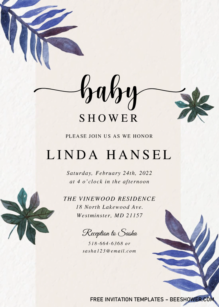 Modern Tropical Baby Shower Invitation Templates - Editable With MS Word and has 