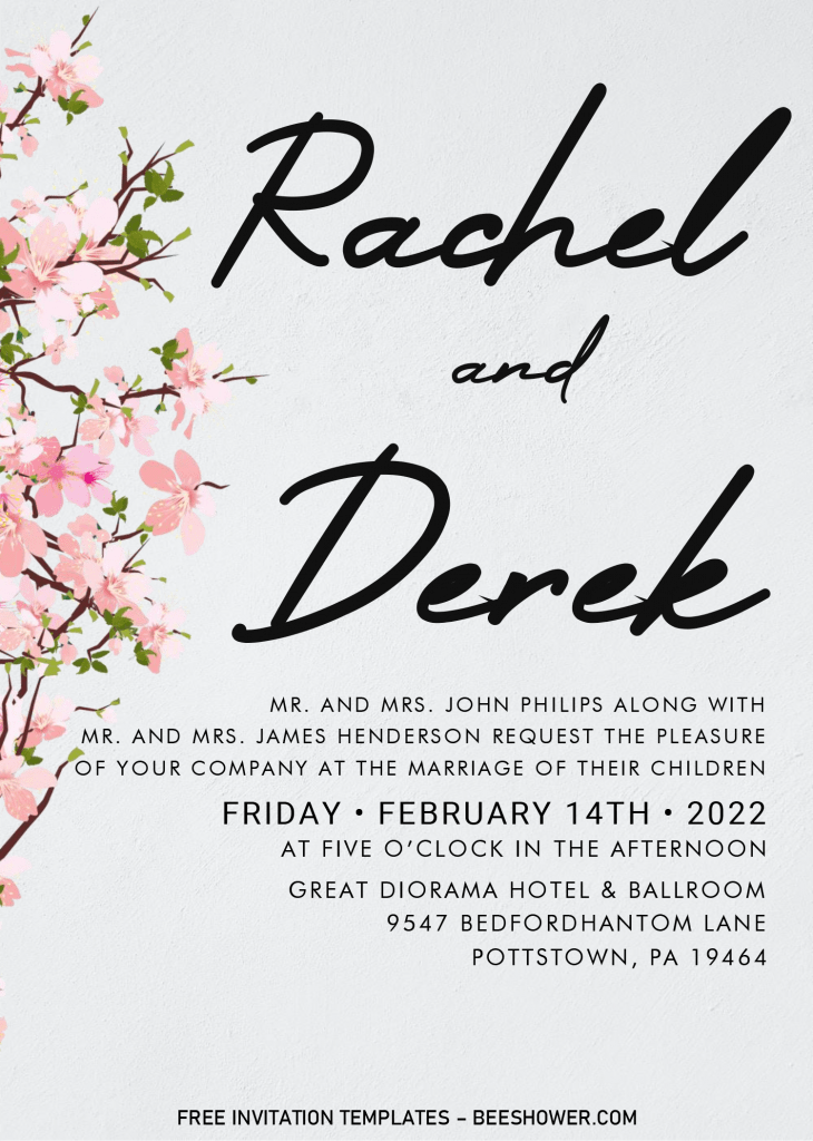 Modern Wedding Invitation Templates - Editable With MS Word and has pink floral