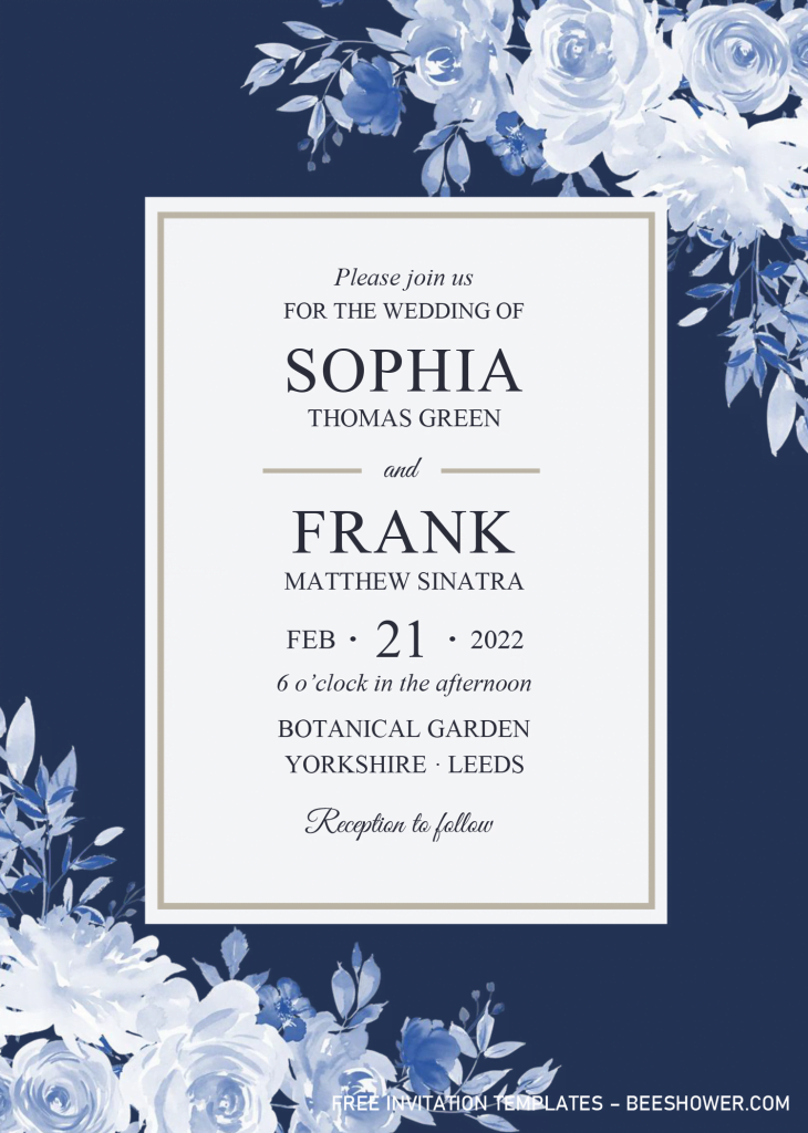 Modern Navy Baby Shower Invitation Templates - Editable With Microsoft Word and has White rectangle text box