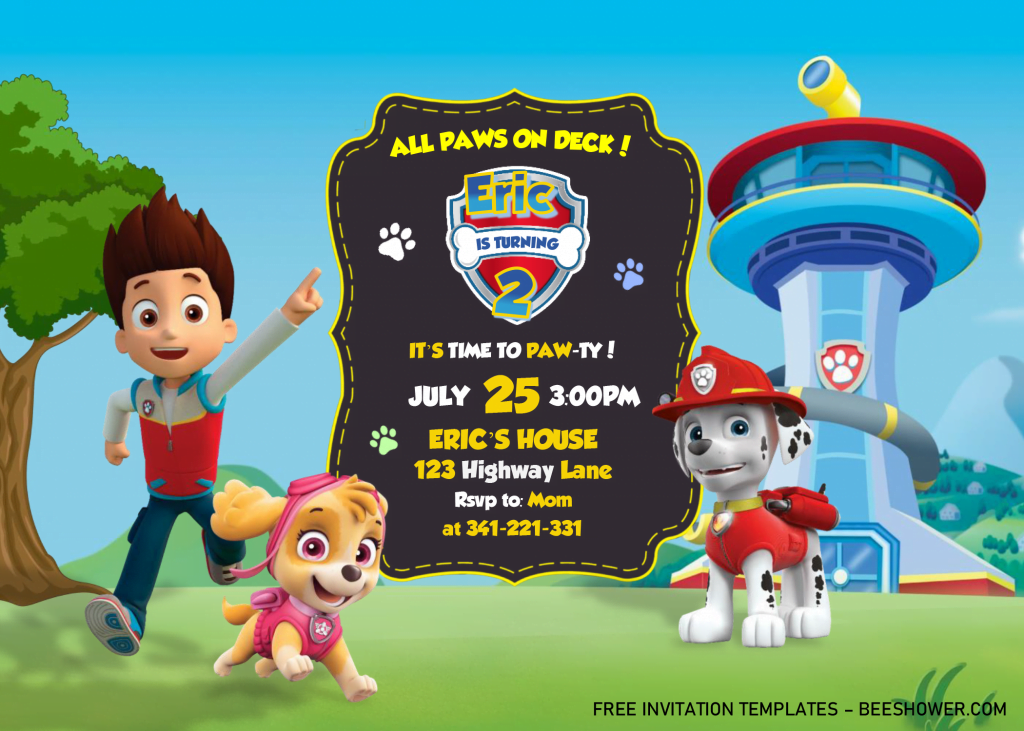 PAW Patrol Baby Shower Invitation Templates - Editable With MS Word and has Ryder and Skye