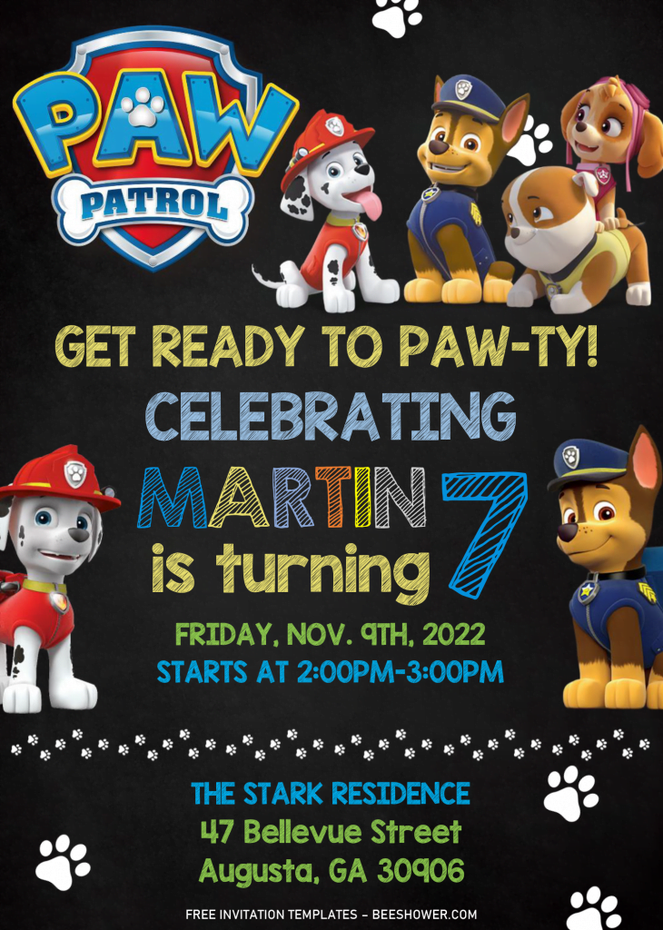 Paw Patrol Baby Shower Invitation Templates - Editable With MS Word and has ryder and skye