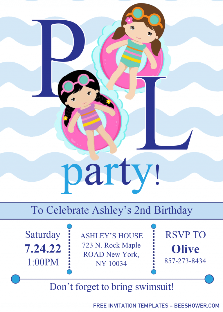 Download Pool Party Invitation Templates – Editable .Docx | Beeshower