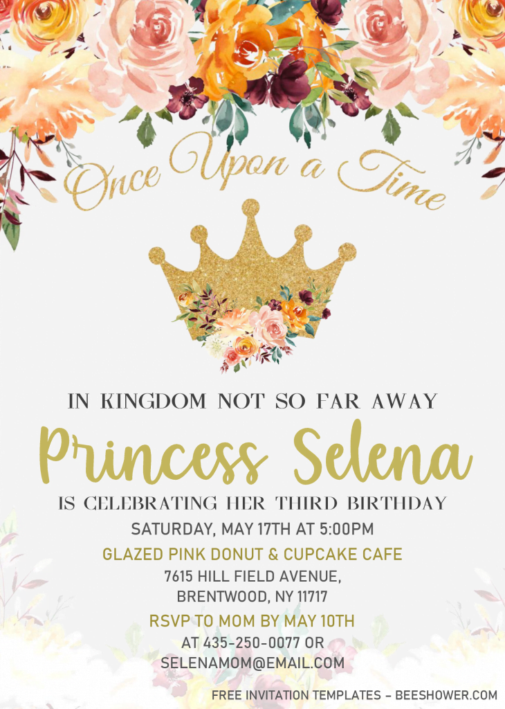 Princess Birthday Invitation Templates - Editable .Docx and has 