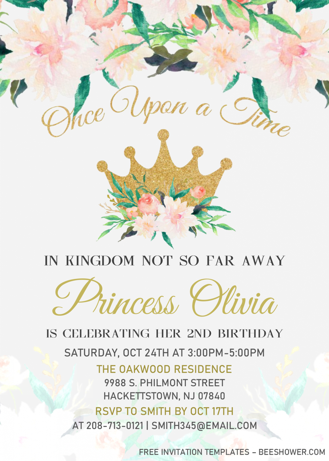 Princess Birthday Invitation Templates - Editable .Docx | Beeshower