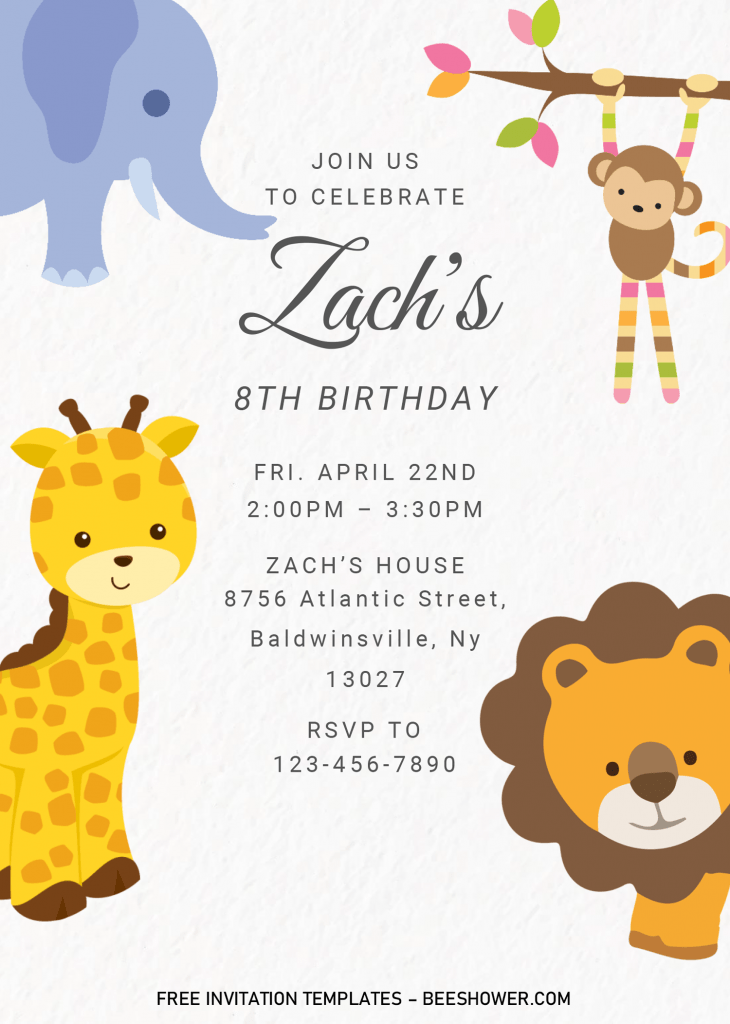 Safari Baby Shower Invitation Templates - Editable With MS Word and has white canvas background