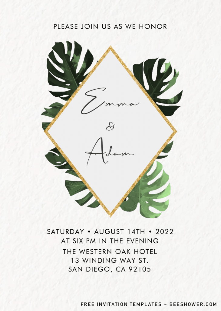 Classy Tropical Baby Shower Invitation Templates - Editable .Docx and has aesthetic fonts