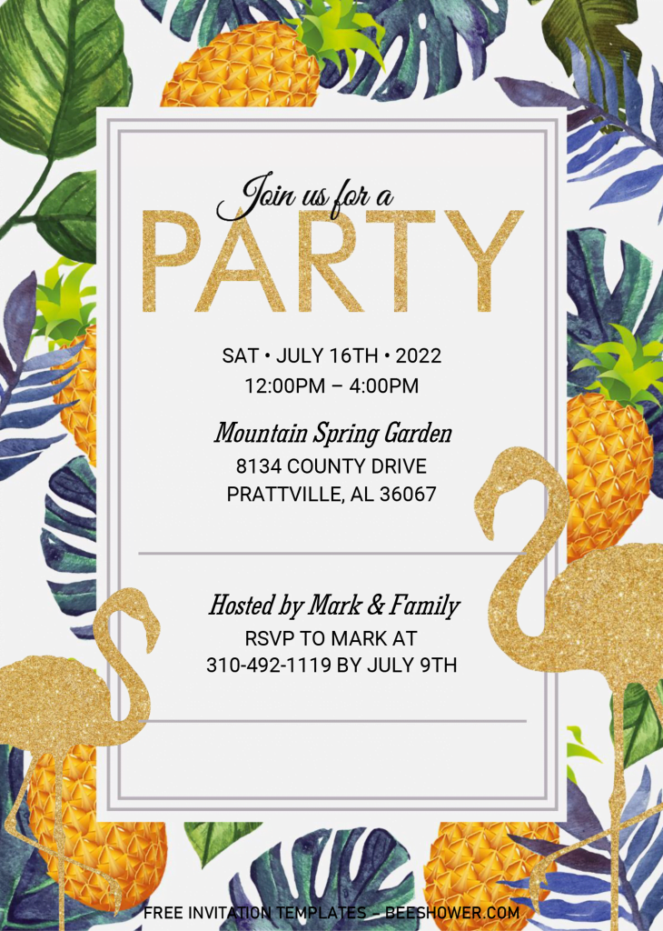 Summer Party Invitation Templates - Editable With Microsoft Word and has white background