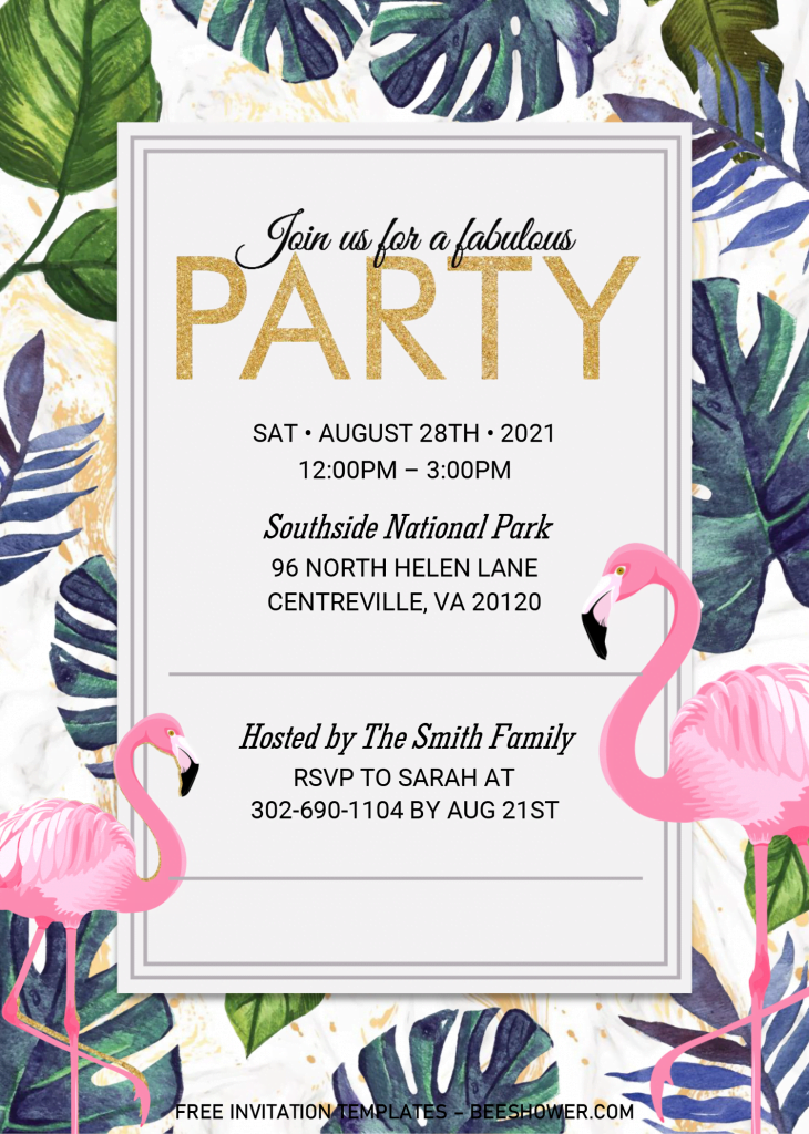 Summer Party Invitation Templates - Editable With Microsoft Word and has portrait design