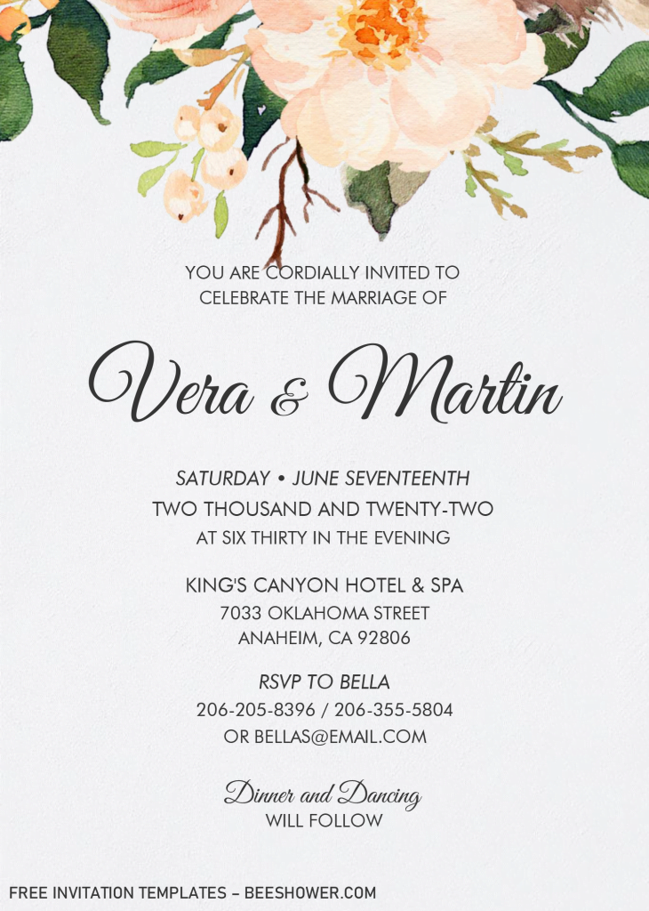 Watercolor Floral Invitation Templates - Editable With MS Word and has