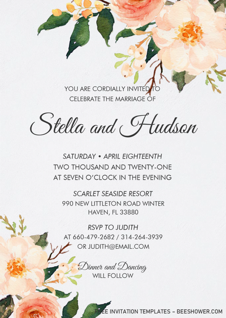 Watercolor Floral Invitation Templates - Editable With MS Word and has aesthetic and beautiful font styles