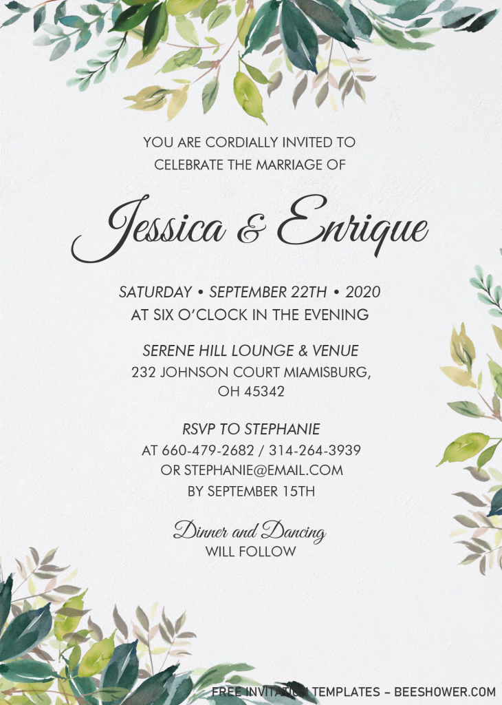 Watercolor Floral Invitation Templates - Editable With MS Word and has portrait orientation