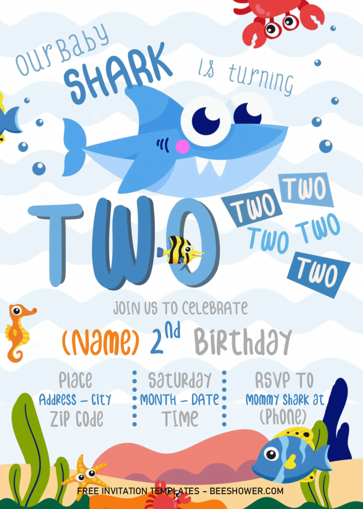 Baby Shark Baby Shower Invitation Templates - Editable With Microsoft Word and has 