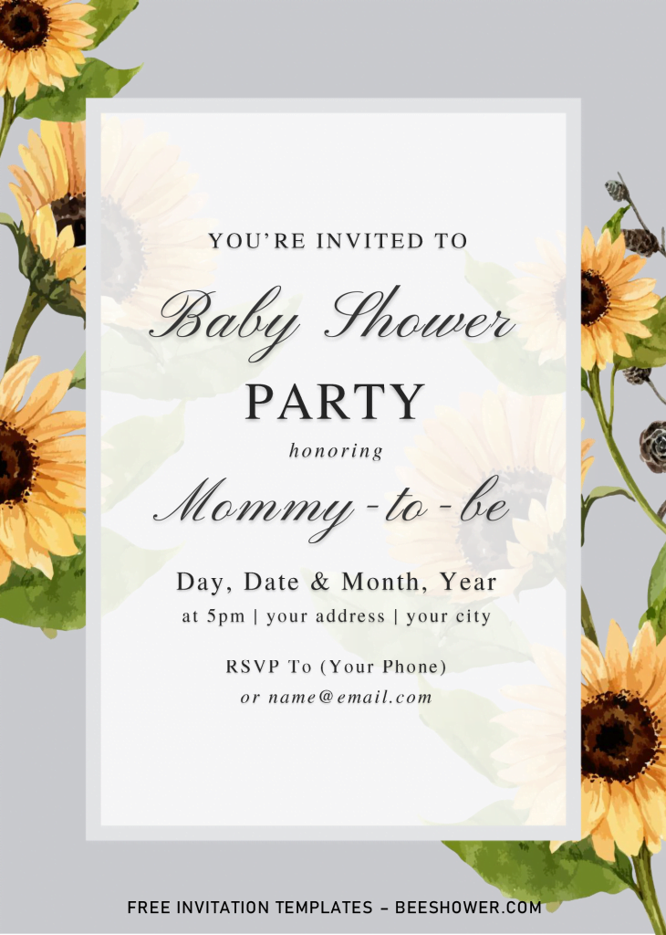 Simply Classic Baby Shower Invitation Templates - Editable .Docx and has white rectangle text box