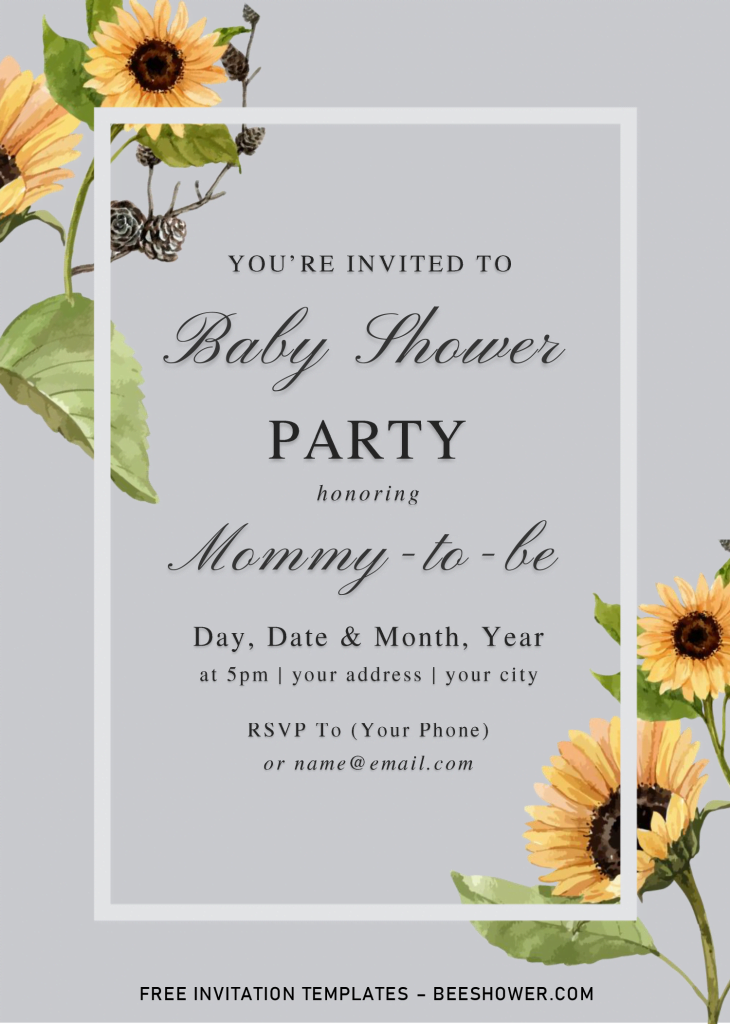 Simply Classic Baby Shower Invitation Templates - Editable .Docx and has portrait orientation design