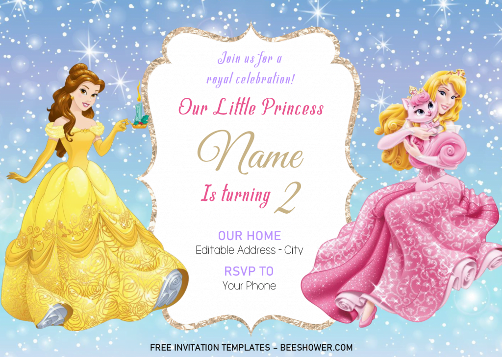 Disney Princess Baby Shower Invitation Templates - Editable With MS Word and has 