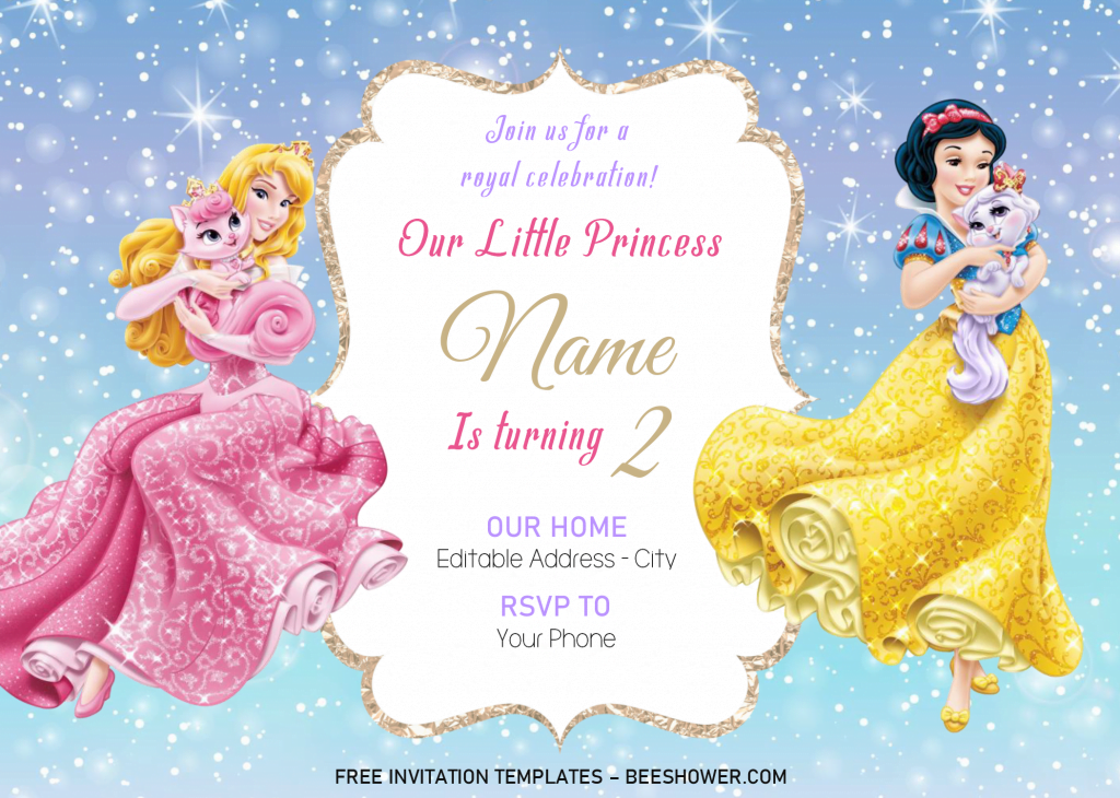 Disney Princess Baby Shower Invitation Templates - Editable With MS Word and has ariel holding cat