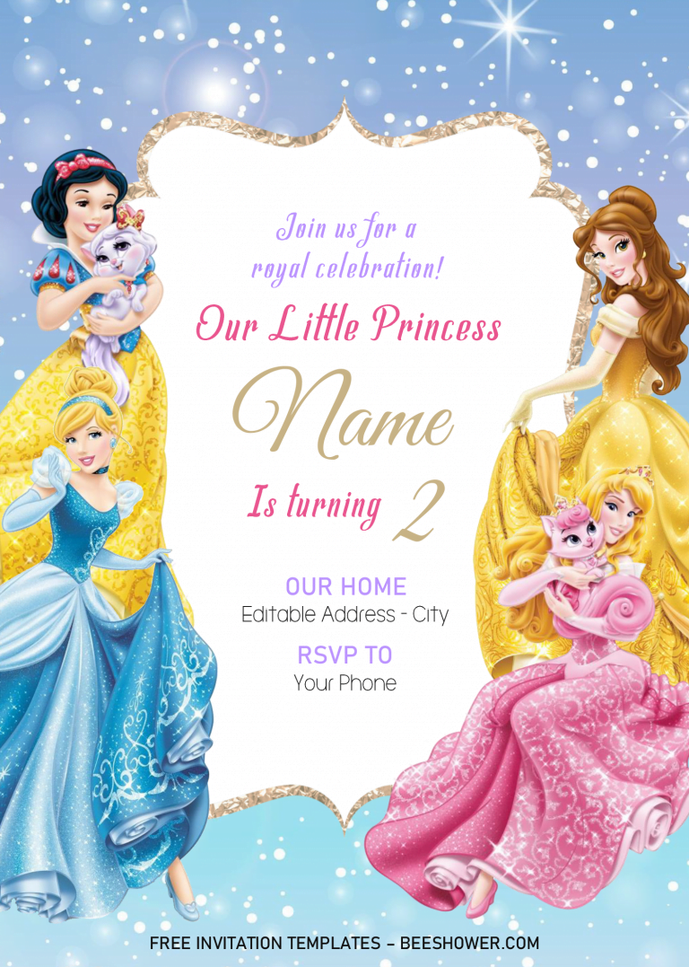 Disney Princess Baby Shower Invitation Templates - Editable With MS ...