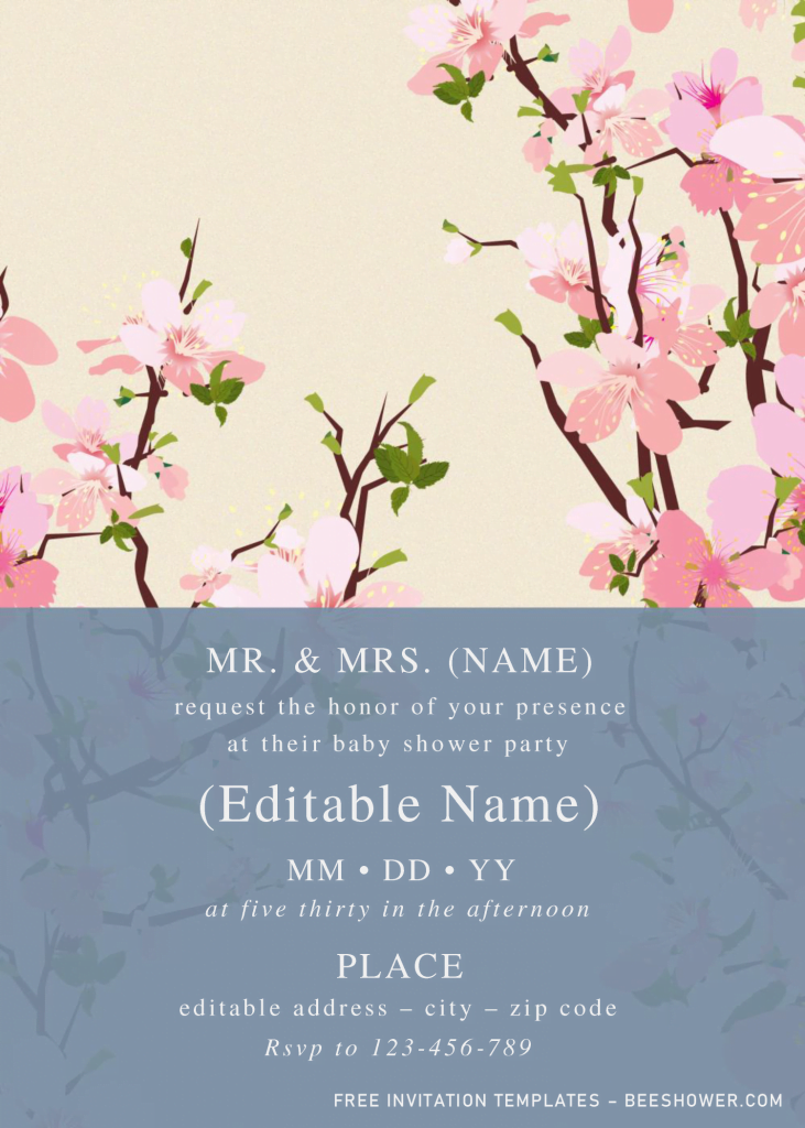 Spring Floral Baby Shower Invitation Templates - Editable .Docx and has portrait orientation design
