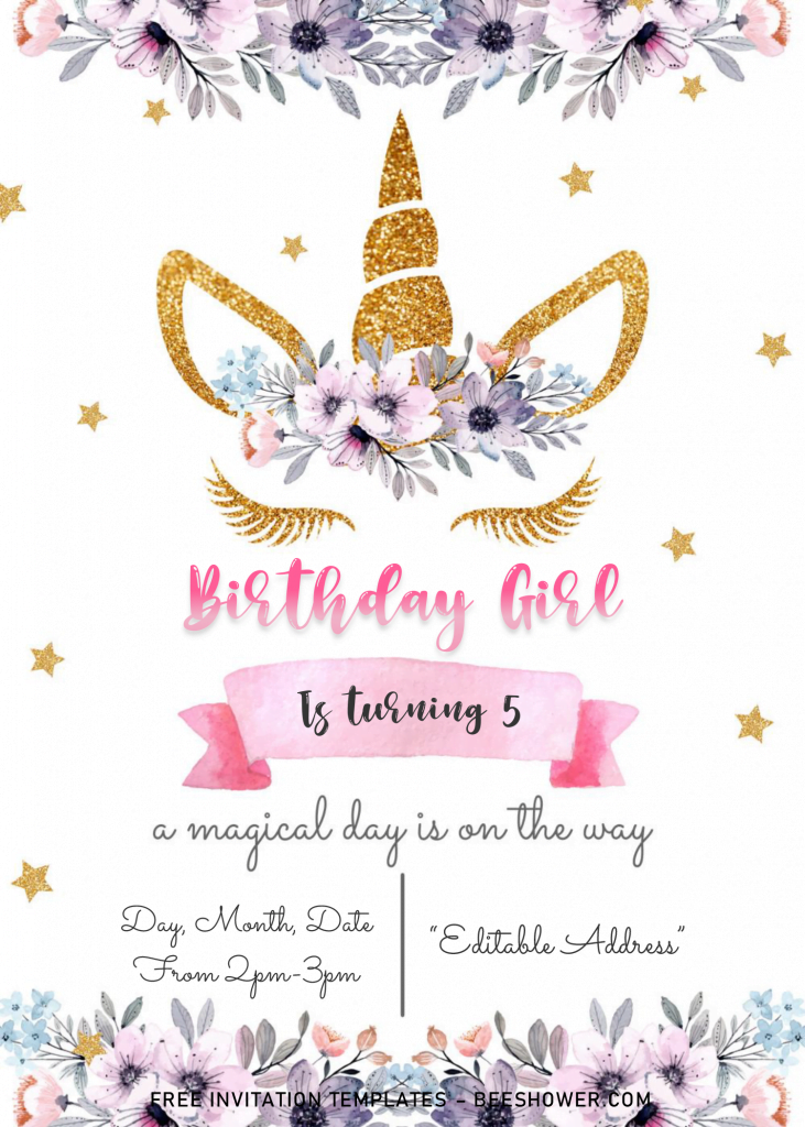 Magical Unicorn Baby Shower Invitation Templates - Editable With MS Word and has 