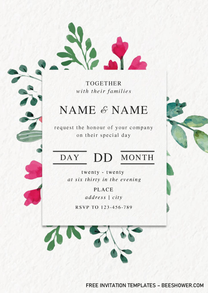 Modern Floral Baby Shower Invitation Templates - Editable With MS Word and has green eucalyptus