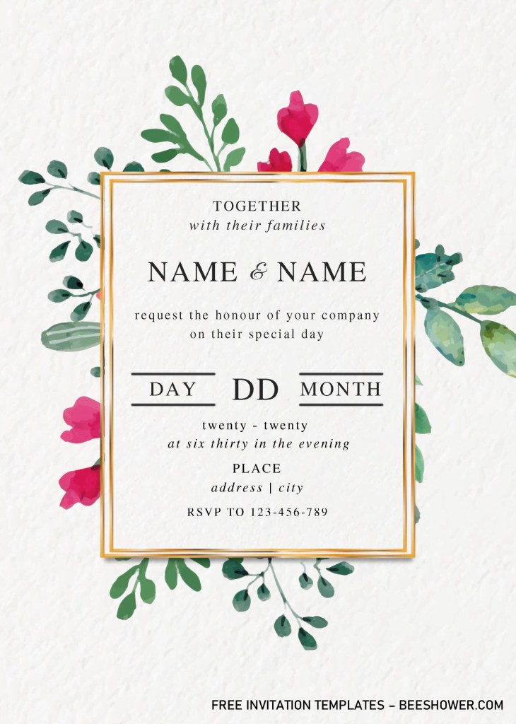 Modern Floral Baby Shower Invitation Templates - Editable With MS Word and has portrait orientation