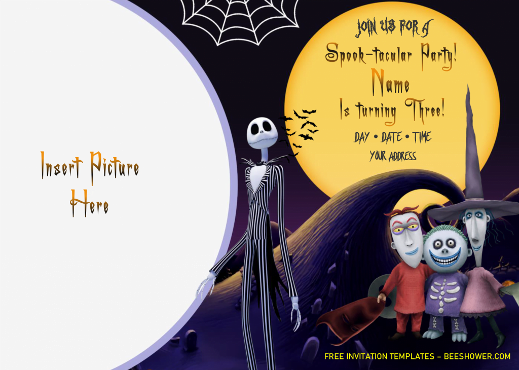 Nightmare Before Christmas Baby Shower Invitation Templates - Editable .Docx and has picture frame