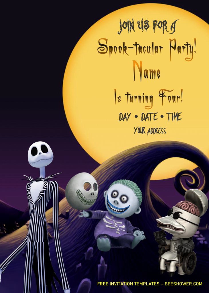 Nightmare Before Christmas Baby Shower Invitation Templates - Editable .Docx and has portrait design