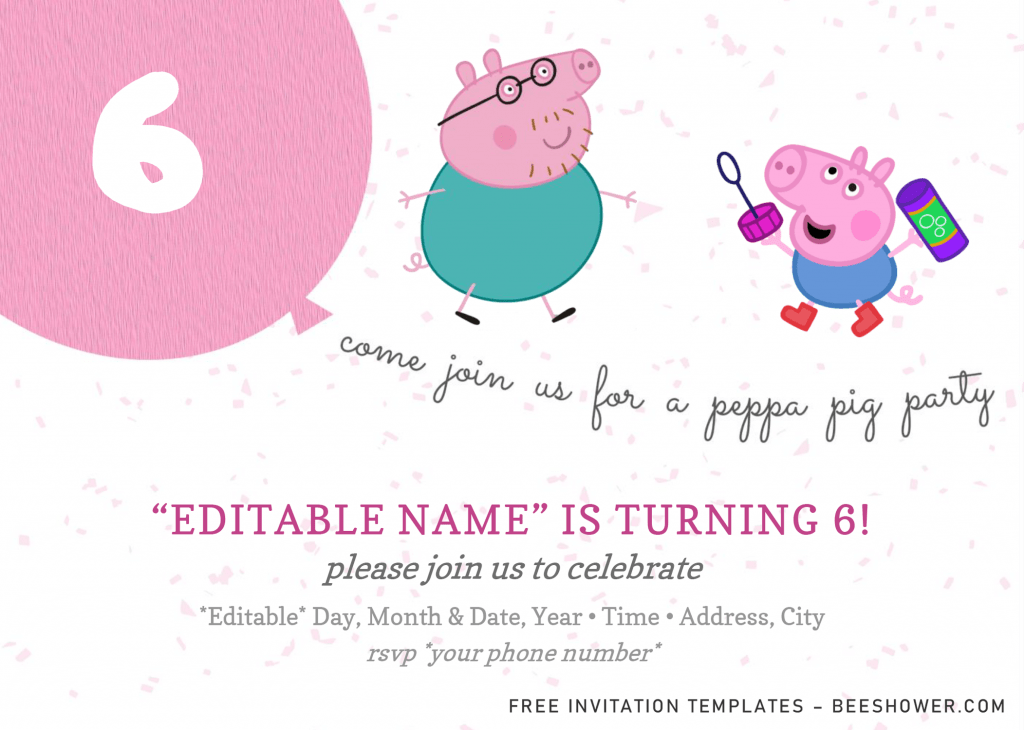 Peppa Pig Baby Shower Invitation Templates - Editable With Microsoft Word and has landscape design
